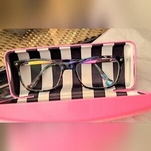 Betsey Johnson Eyewear. Flash Dance Blue Cosmo 54-17-140 New With Pink Case.